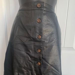 Vegan leather button up skirt